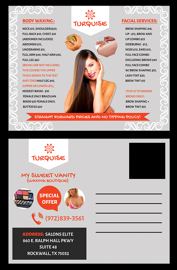 Postkarten-Design von Bright Star für Sweet Vanity Waxing Boutique | Design #4140577