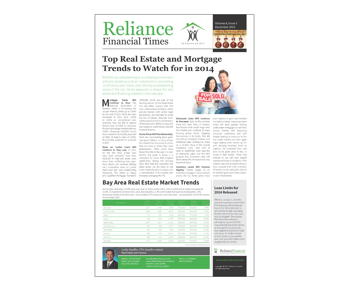 Newsletter Design by Budzee for Reliance Financial | Design #4332674