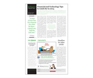 Newsletter Design by Budzee for Reliance Financial | Design: #4332697