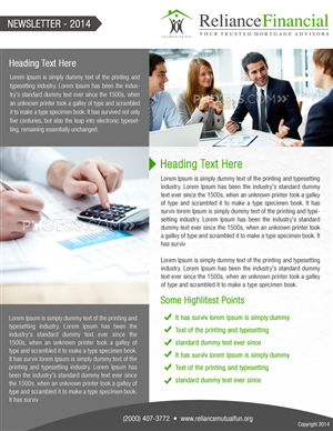 Newsletter Design by Best Design Hub for Reliance Financial | Design: #4156286