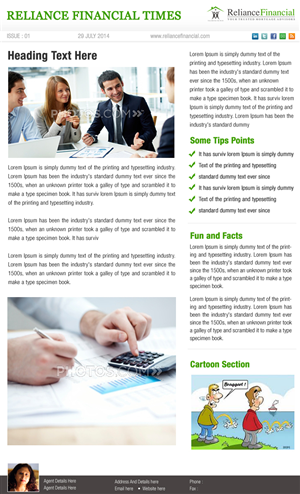 Newsletter Design by Best Design Hub for Reliance Financial | Design: #4210651