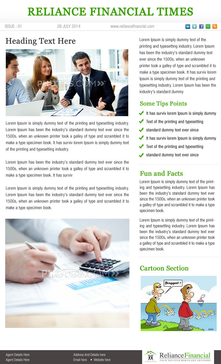 Design de Newsletter par Best Design Hub pour Reliance Financial | Design #4210671