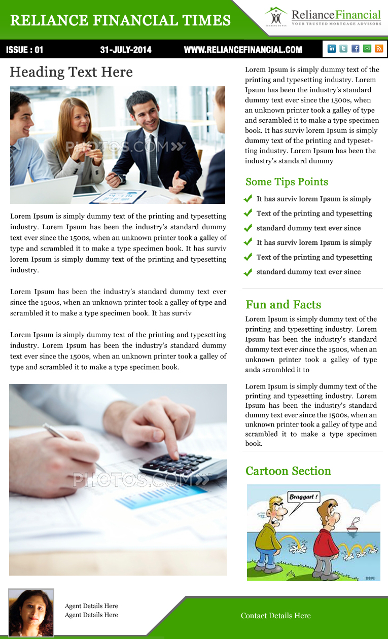 Design de Newsletter par Best Design Hub pour Reliance Financial | Design #4222463