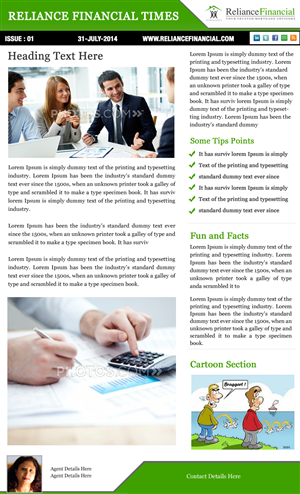 Newsletter Design by Best Design Hub for Reliance Financial | Design: #4222463