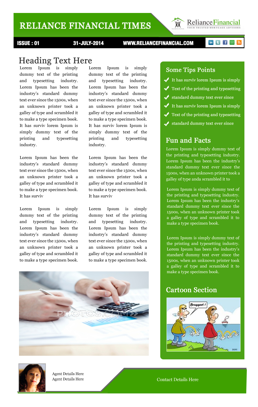 Design de Newsletter par Best Design Hub pour Reliance Financial | Design #4222510