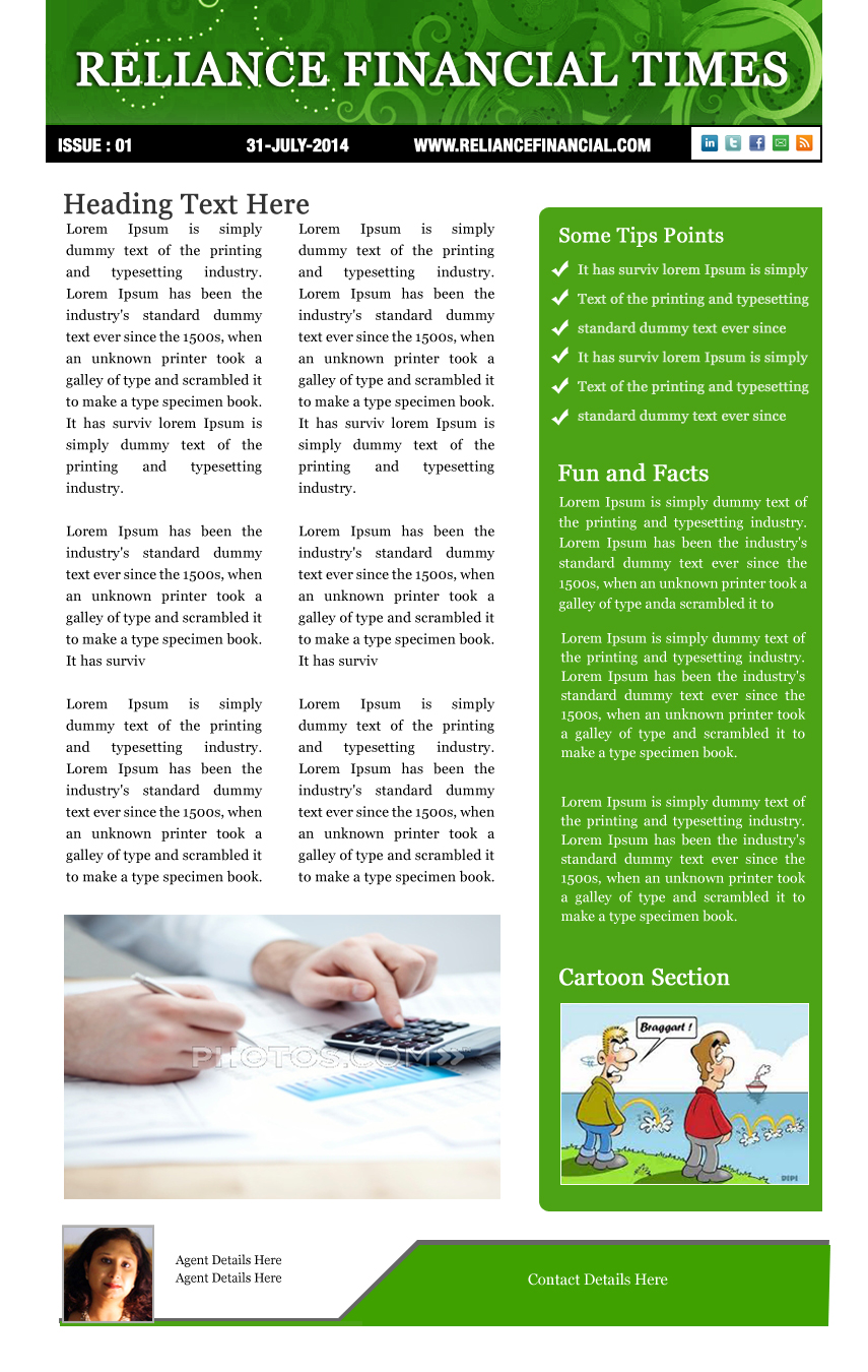 Design de Newsletter par Best Design Hub pour Reliance Financial | Design #4222515