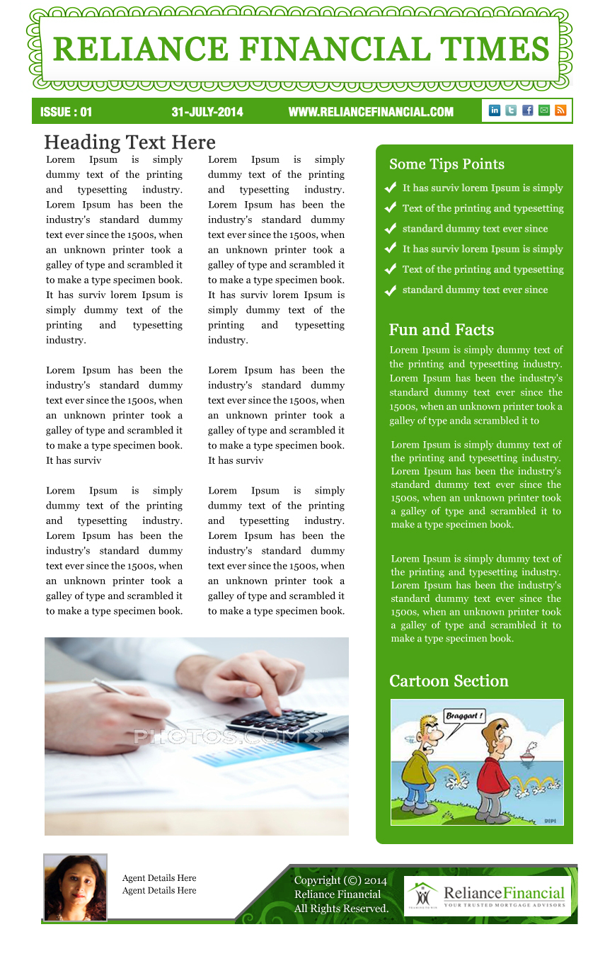 Design de Newsletter par Best Design Hub pour Reliance Financial | Design #4226084