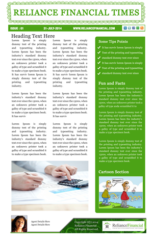 Newsletter Design by Best Design Hub for Reliance Financial | Design: #4226084