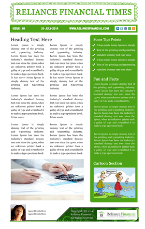 Newsletter-Design von Best Design Hub für Reliance Financial | Design: #4226153