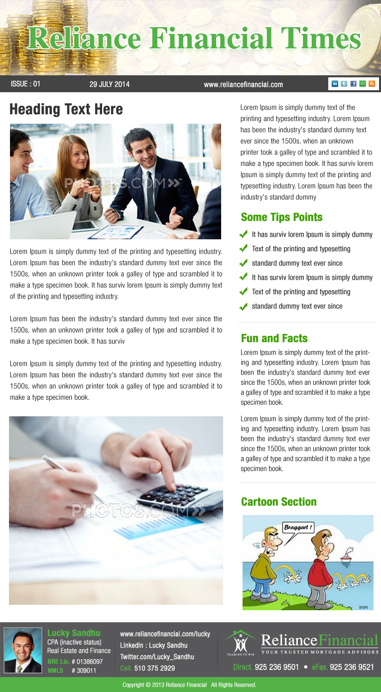 Newsletter Design by Best Design Hub for Reliance Financial | Design #4298440
