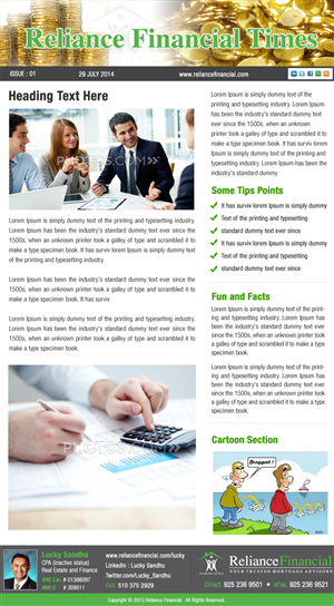 Newsletter-Design von Best Design Hub für Reliance Financial | Design: #4298614