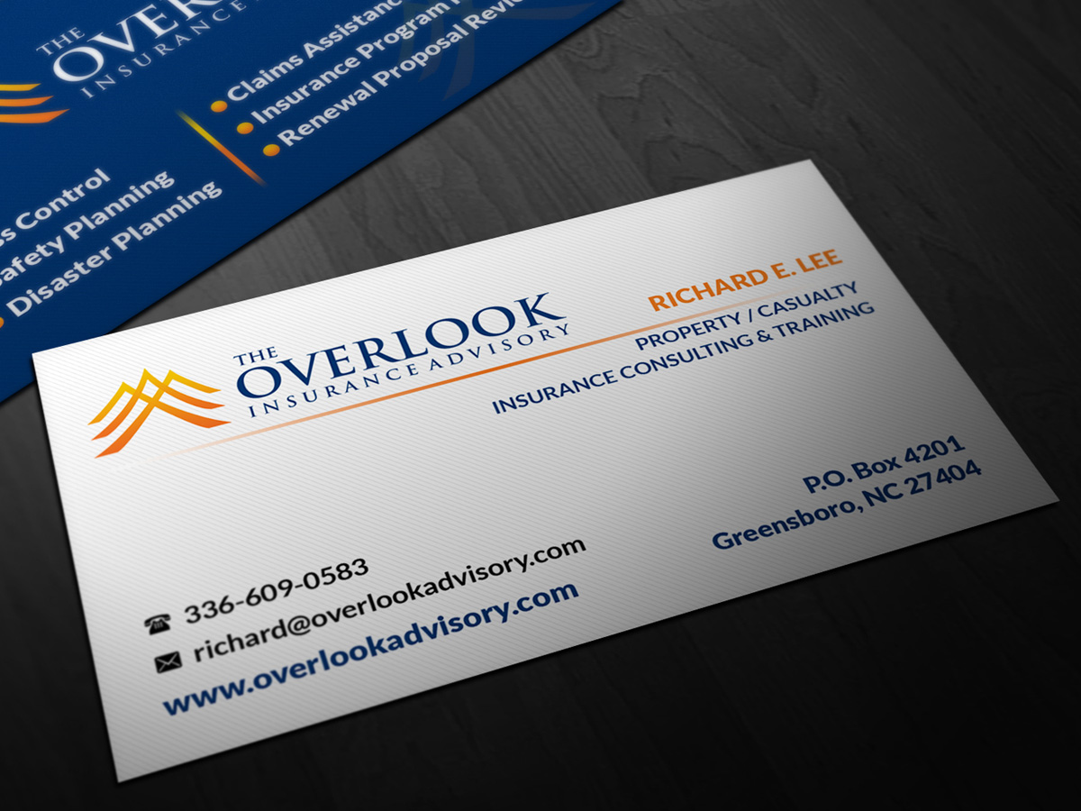 Business Card Design by Pointless Pixels India for The Overlook Insurance Advisory | Design #4153347