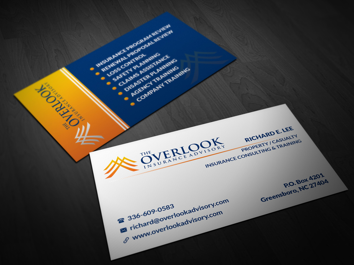 Business Card Design by Pointless Pixels India for The Overlook Insurance Advisory | Design #4159820