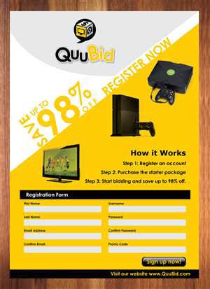 Flyer design that will be used as a landing page for a penny auctions website | Flyer Design by Sbss