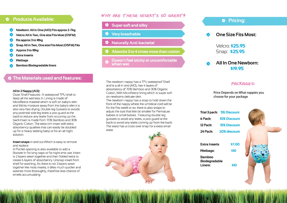 Brochure Design by MNM for cherry blossomz nappies | Design #1224027