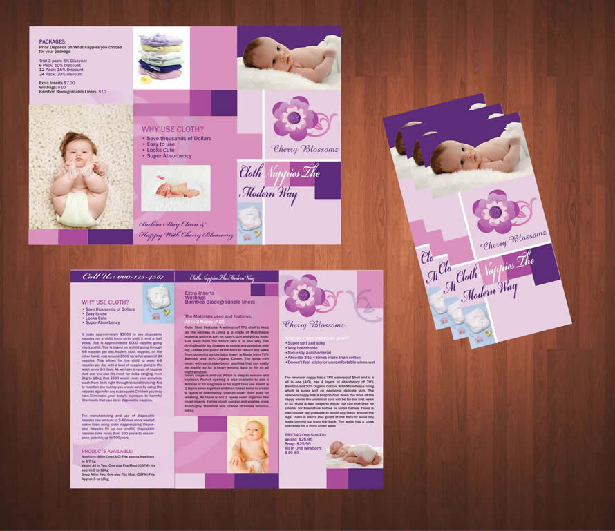 Diseño de Brochure por Sbss para cherry blossomz nappies | Diseño #1157527
