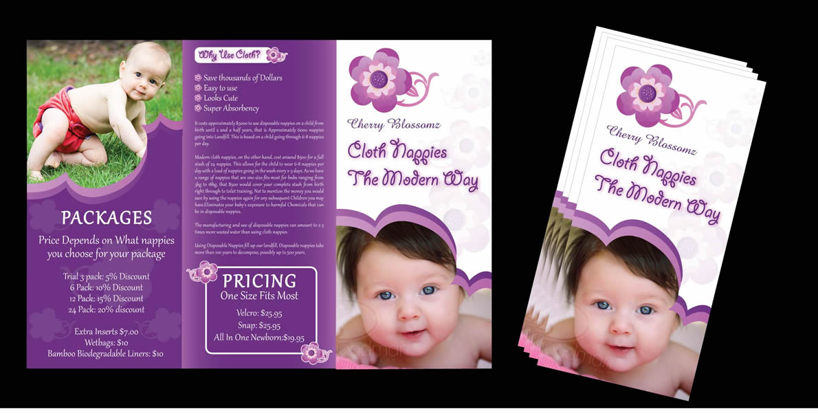 Brochure Design by Sbss for cherry blossomz nappies | Design #1157910