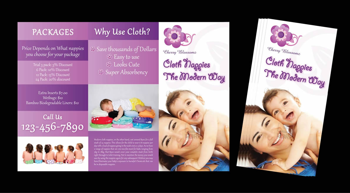 Diseño de Brochure por Sbss para cherry blossomz nappies | Diseño #1157912