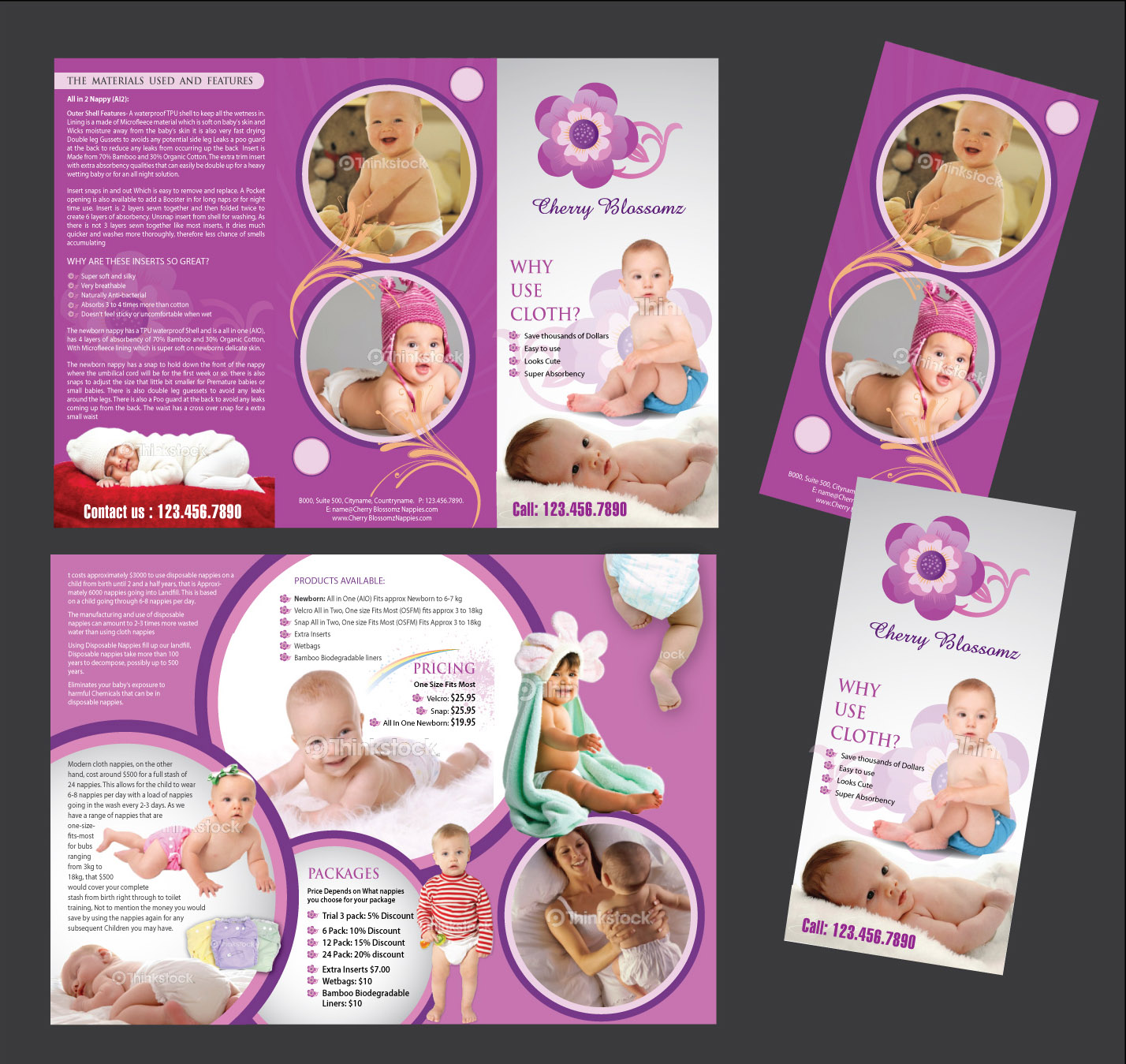 Brochure Design by Sbss for cherry blossomz nappies | Design #1158030