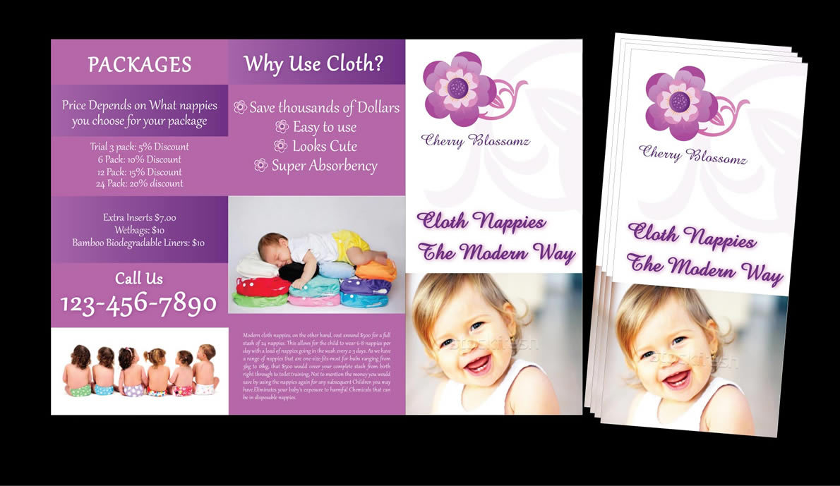 Brochure Design by Sbss for cherry blossomz nappies | Design #1160544