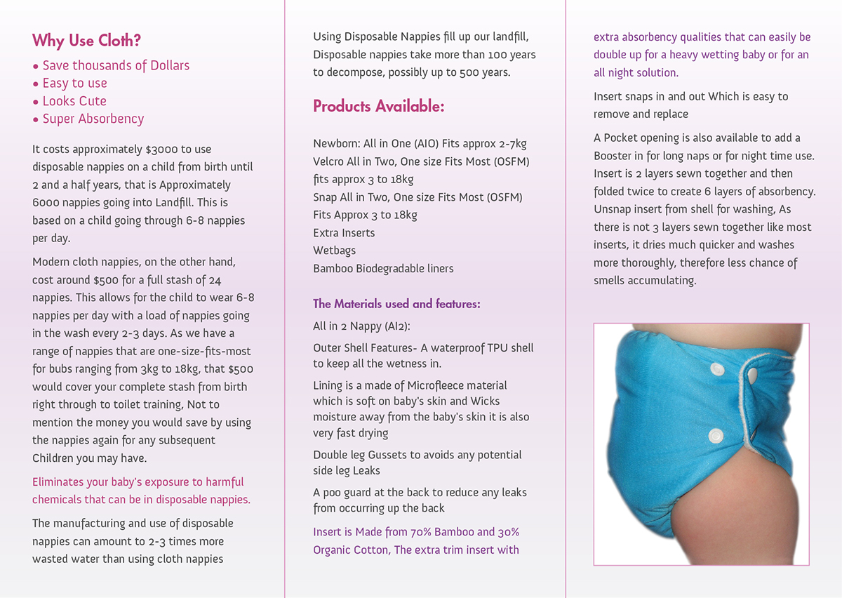 Design de Brochure par RubiK pour cherry blossomz nappies | Design #1176954