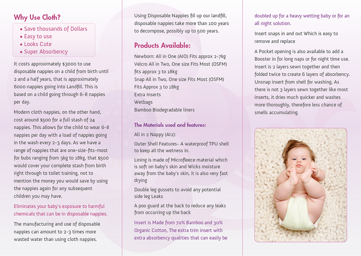 Diseño de Brochure por RubiK para cherry blossomz nappies | Diseño #1180001