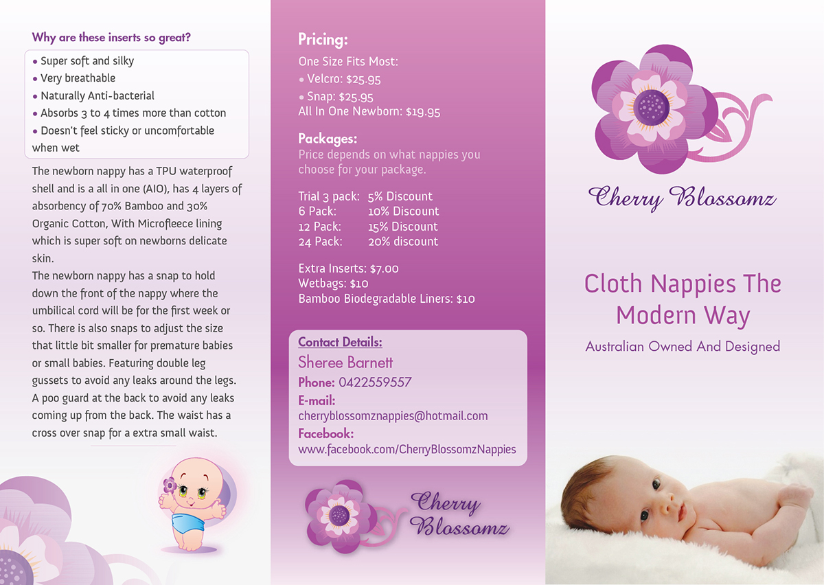 Broschüren-Design von RubiK für cherry blossomz nappies | Design #1226262