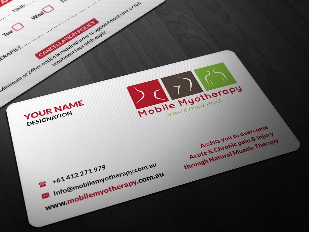 Business Card Design by Pointless Pixels India for Mobile Myotherapy | Design #4148106