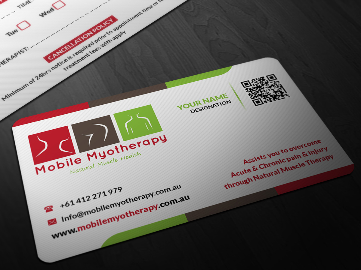 Business Card Design by Pointless Pixels India for Mobile Myotherapy | Design #4155105