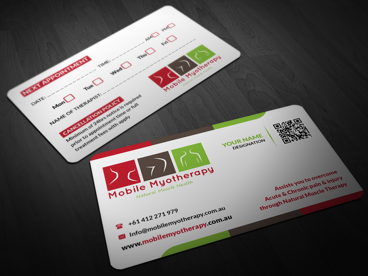 Business Card Design by Pointless Pixels India for Mobile Myotherapy | Design #4155109