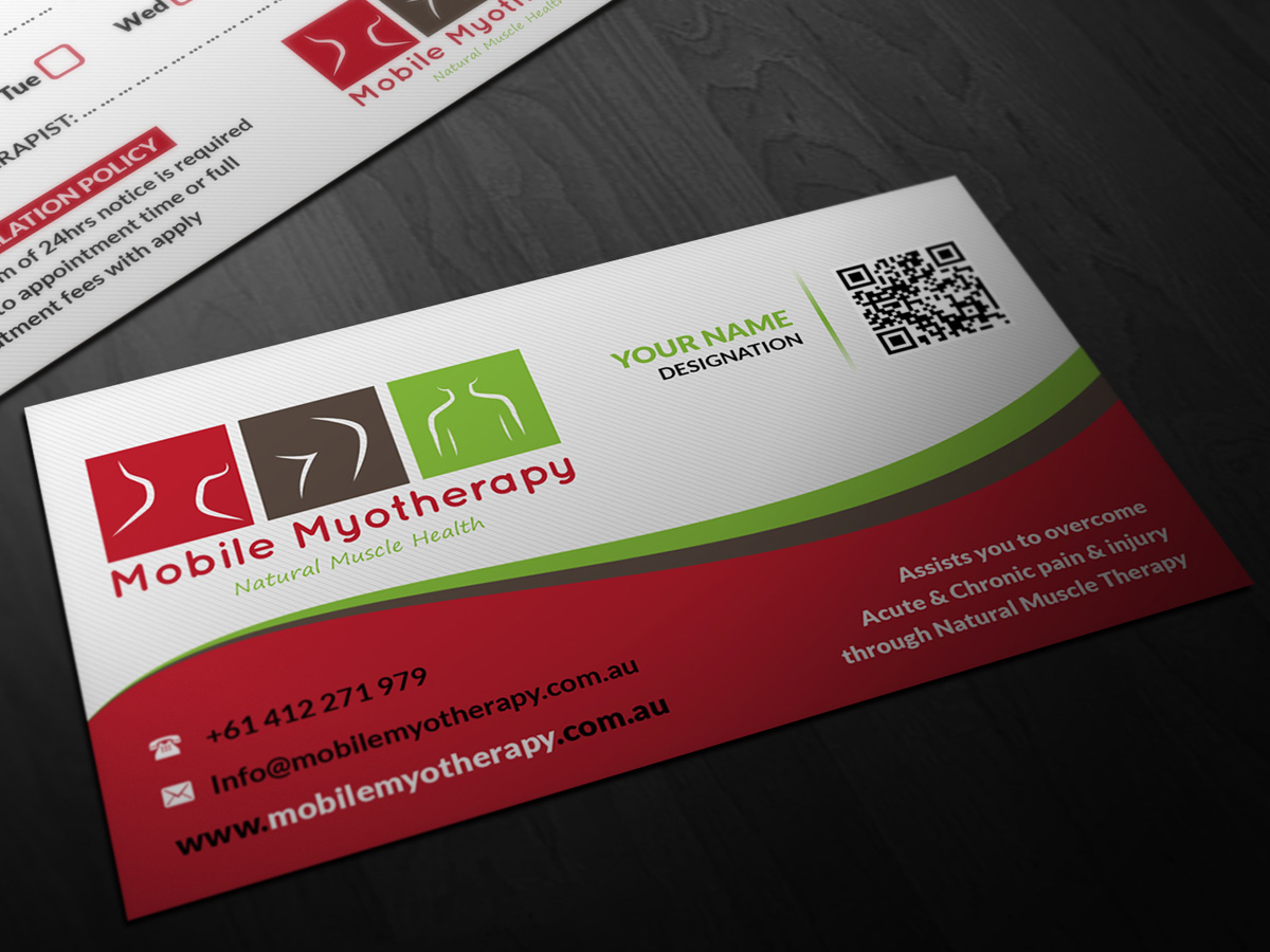 Business Card Design by Pointless Pixels India for Mobile Myotherapy | Design #4160799