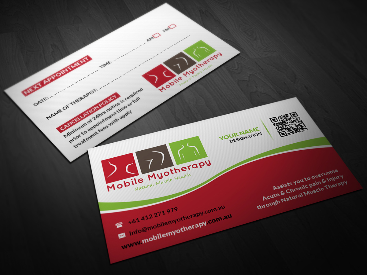 Business Card Design by Pointless Pixels India for Mobile Myotherapy | Design #4160841