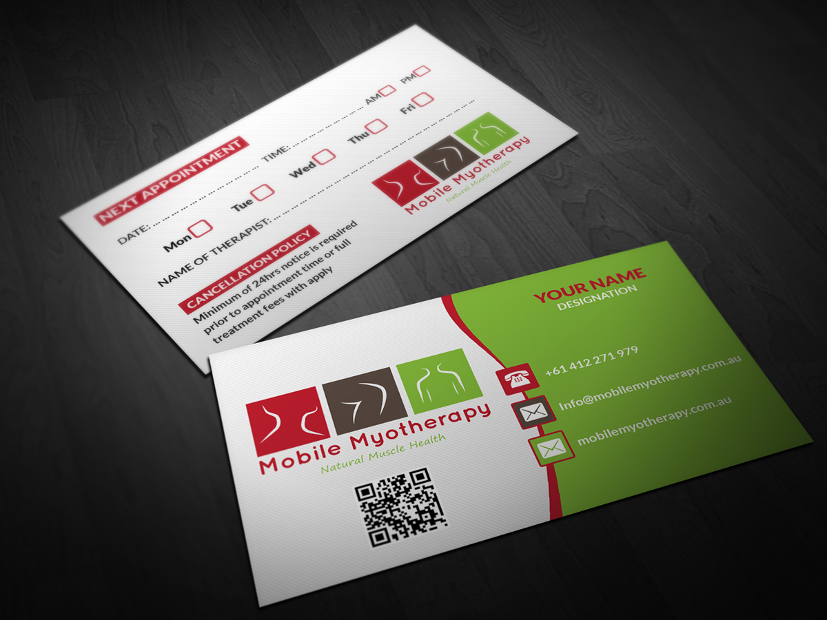Business Card Design by Pointless Pixels India for Mobile Myotherapy | Design #4161370