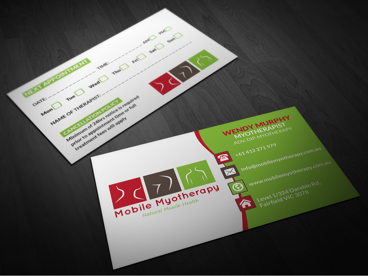 Business Card Design by Pointless Pixels India for Mobile Myotherapy | Design #4179779