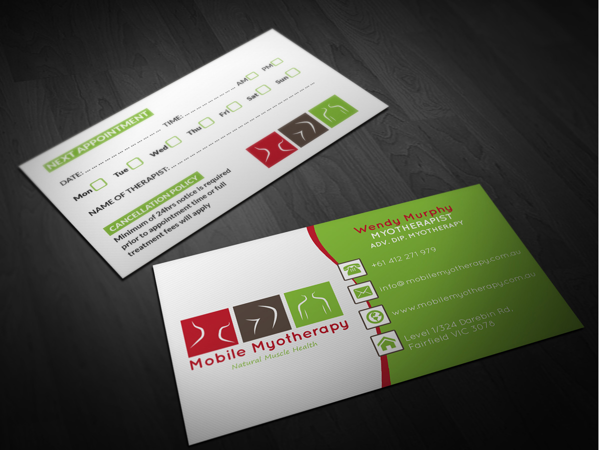 Business Card Design by Pointless Pixels India for Mobile Myotherapy | Design #4186548