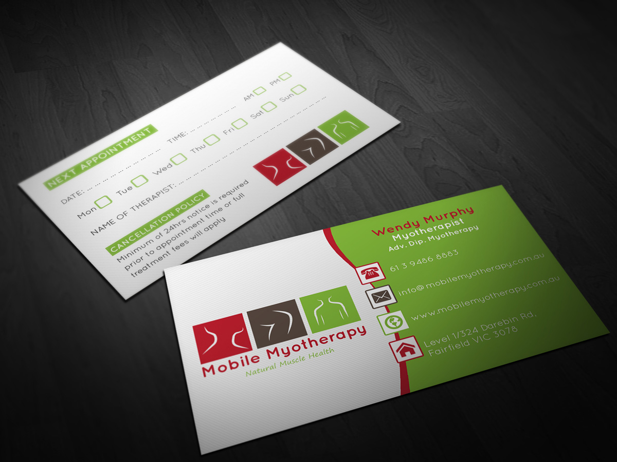 Business Card Design by Pointless Pixels India for Mobile Myotherapy | Design #4206260