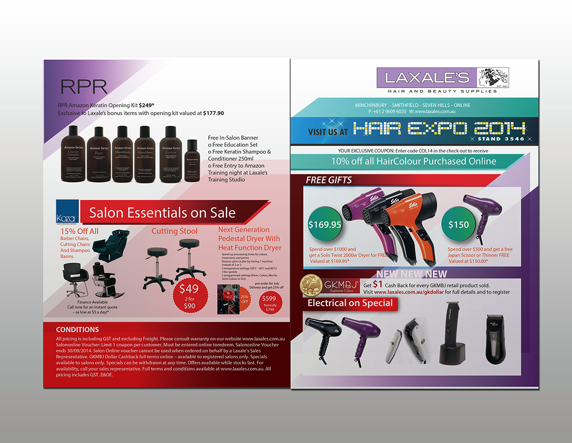 Diseño de Brochure por nafizrahat para Laxales Hair and Beauty Supplies | Diseño #4185385