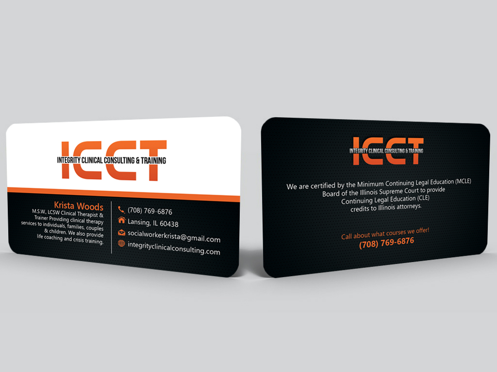 Business Card Design by Hardcore Design for Integrity Clinical Consulting and Training LLC | Design #4187844