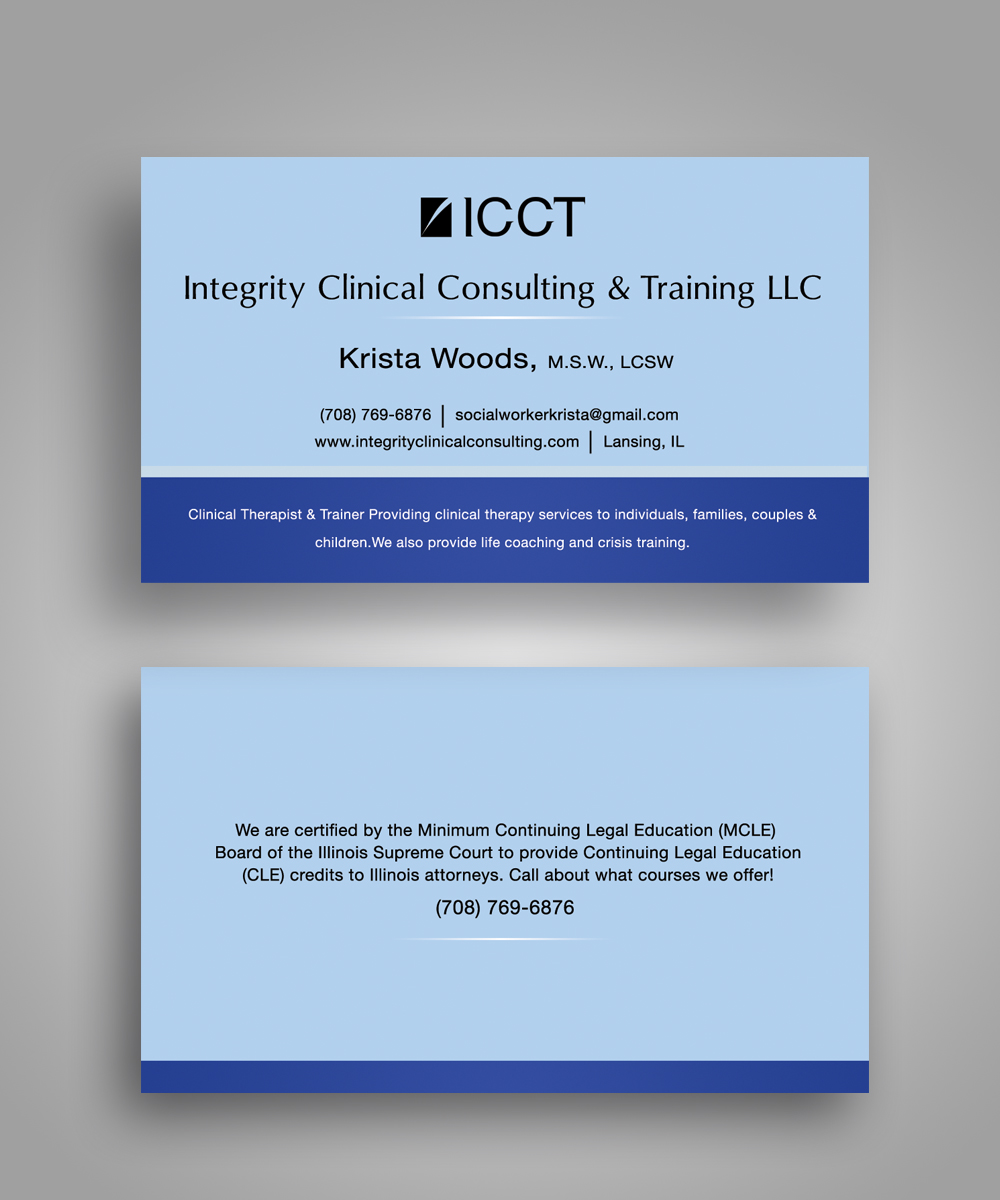 Visitenkarten-Design von Satyajit Sil Creations für Integrity Clinical Consulting and Training LLC | Design #4179970