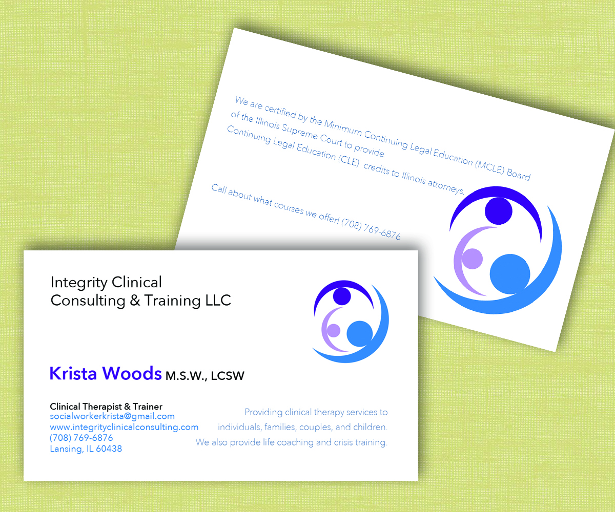Business Card Design by  hurricanesong for Integrity Clinical Consulting and Training LLC | Design #4176399