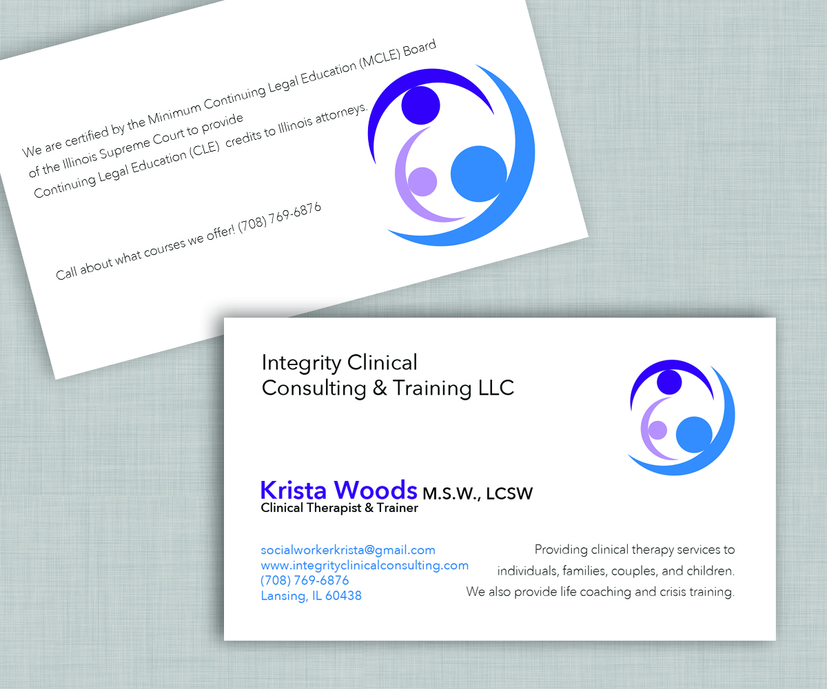 Business Card Design by  hurricanesong for Integrity Clinical Consulting and Training LLC | Design: #4181470