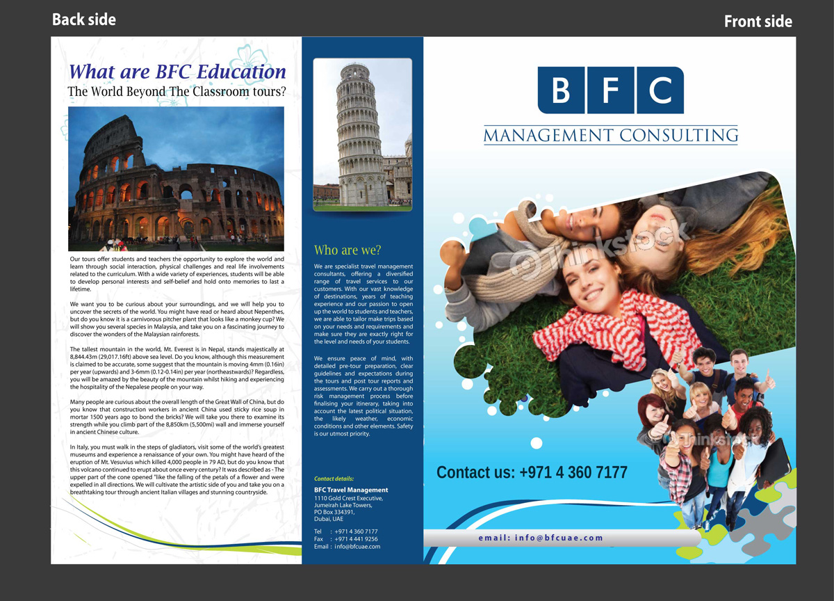 Brochure Design by Sbss for BFC Travel Management | Design #1178948