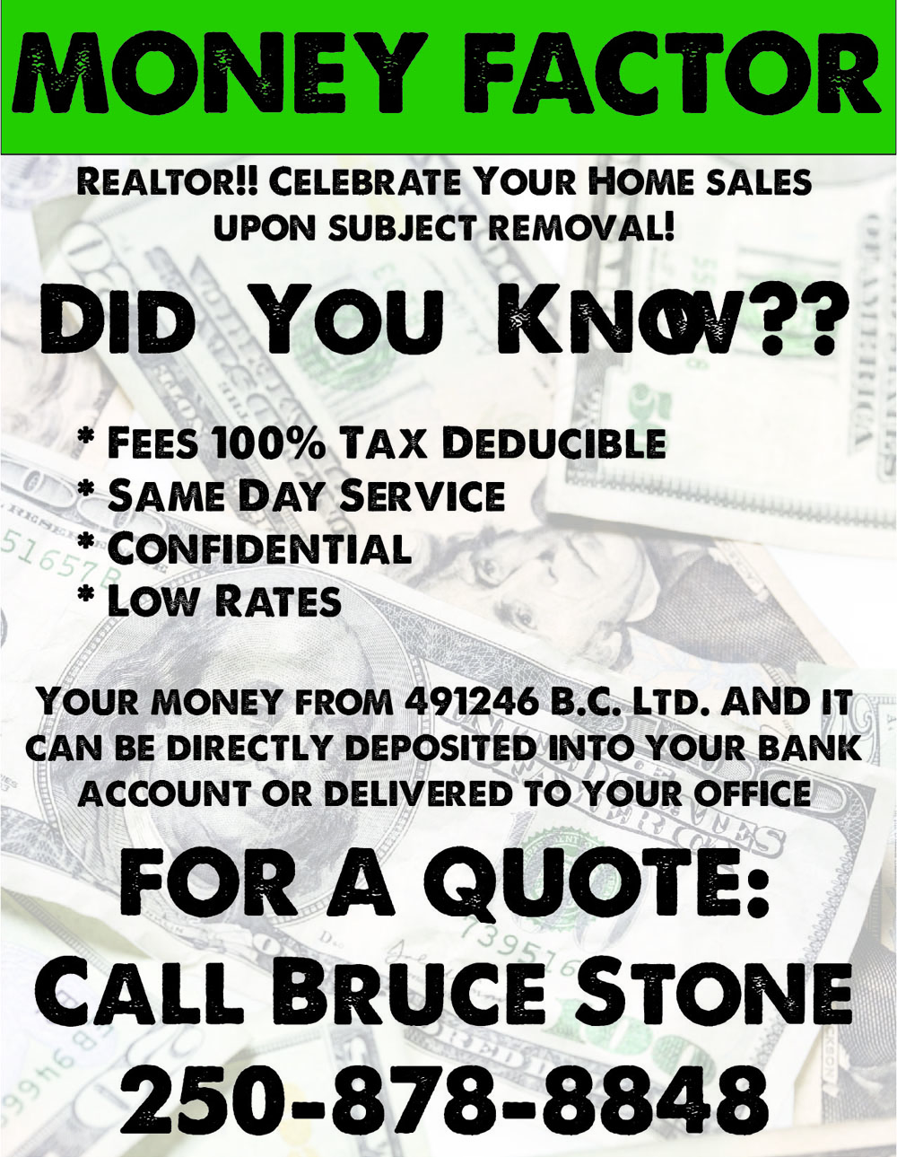 Flyer Design by Ivey Clifton for Money factor | Design #1194236