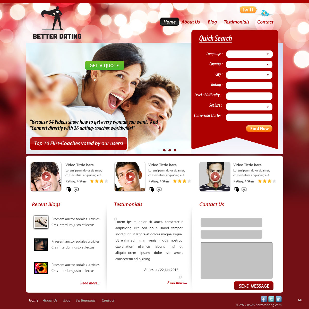 Web Design par pb pour Betterdating.com & DatingTurnaround.com (both online in the course of 2014) | Design #1178040