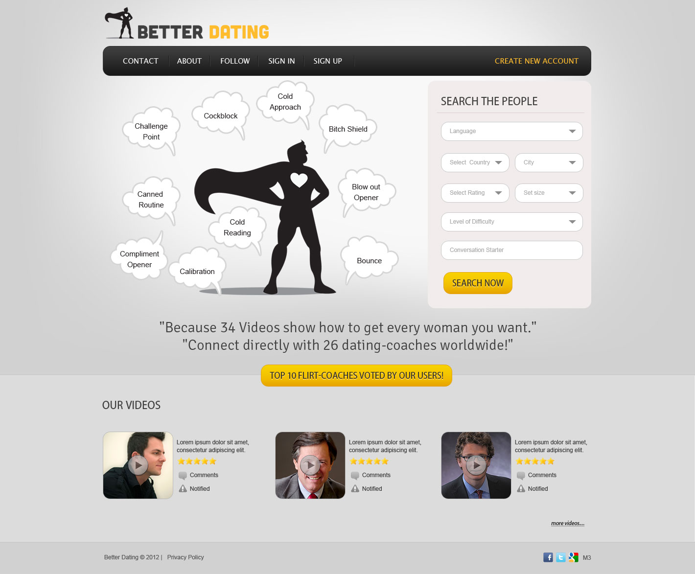 Web Design by pb for Betterdating.com & DatingTurnaround.com (both online in the course of 2014) | Design #1178067