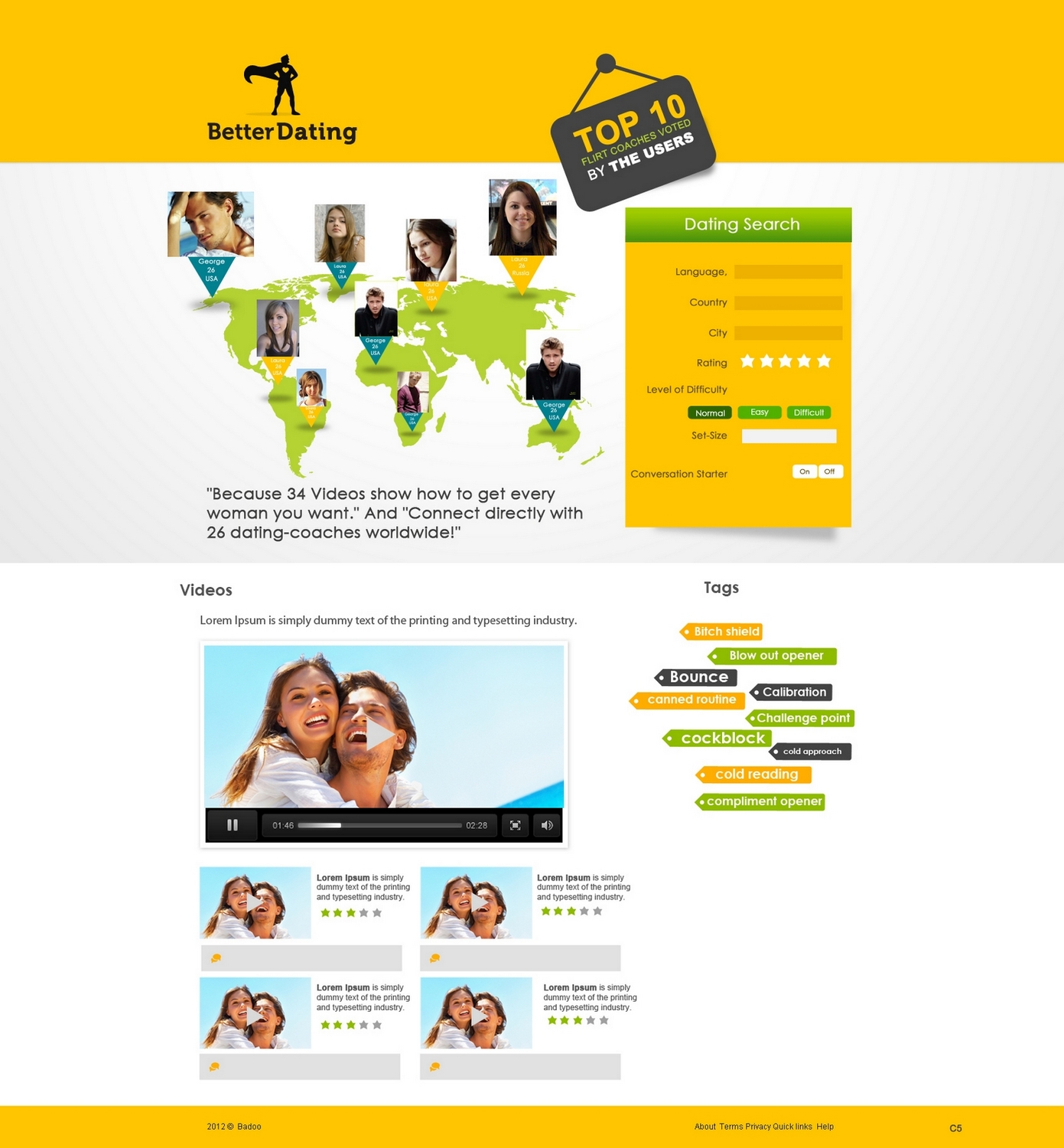 Web Design par pb pour Betterdating.com & DatingTurnaround.com (both online in the course of 2014) | Design #1178078
