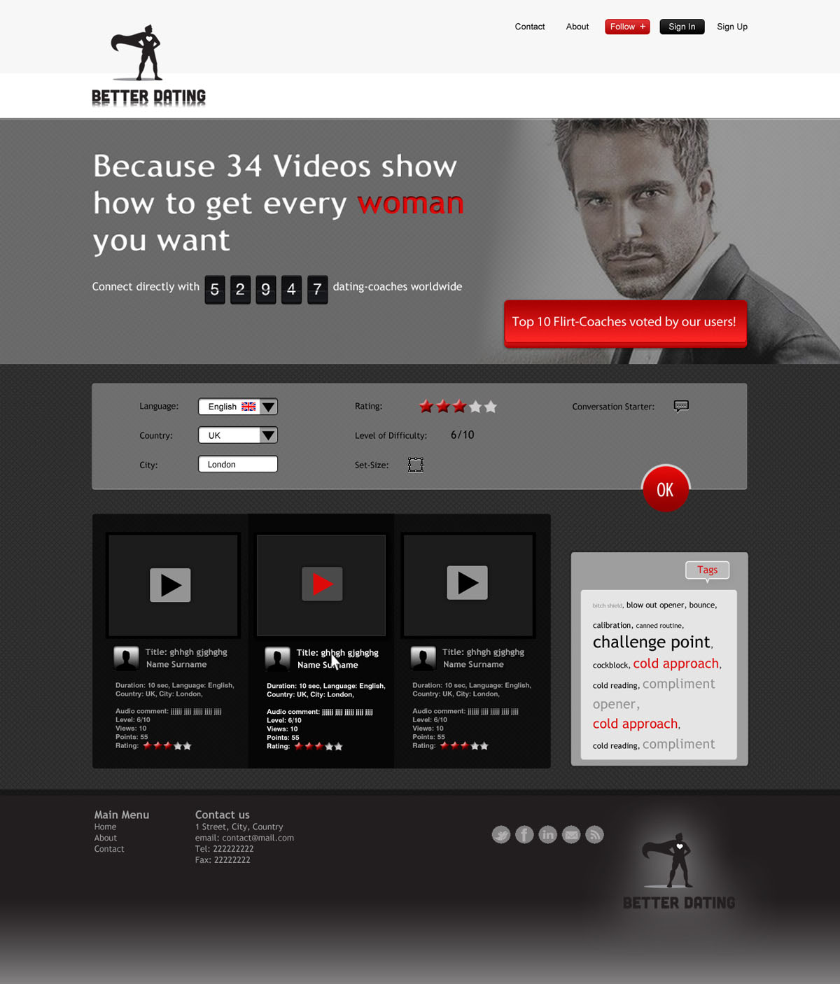 Web Design by Zoe  for Betterdating.com & DatingTurnaround.com (both online in the course of 2014) | Design #1171559