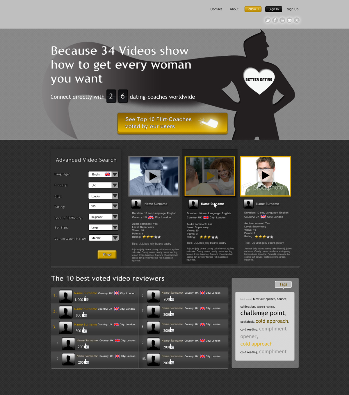 Web Design par Zoe  pour Betterdating.com & DatingTurnaround.com (both online in the course of 2014) | Design #1181870