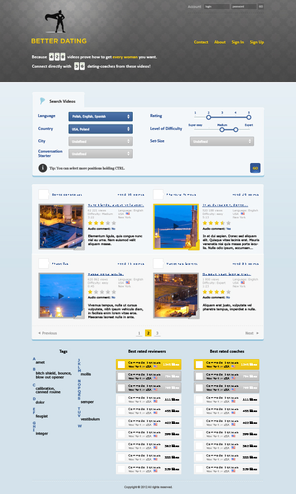 Web Design by Veleriq for Betterdating.com & DatingTurnaround.com (both online in the course of 2014) | Design #1182621