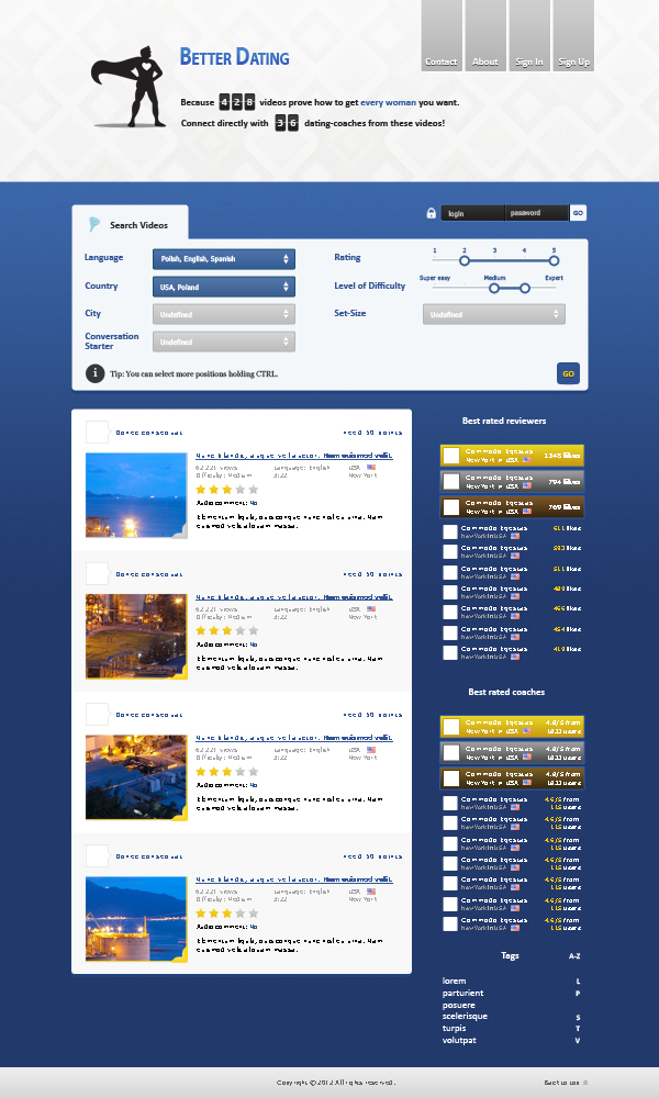 Web Design by Veleriq for Betterdating.com & DatingTurnaround.com (both online in the course of 2014) | Design #1192307